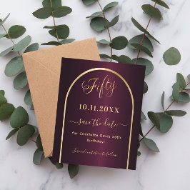 ブルゴーニュ金ゴールド50th予算の誕生日は日付を保存 チラシ