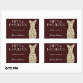 ブルゴーニュ金ゴールド50th誕生日パーティー 長方形シール (シート)