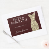 ブルゴーニュ金ゴールド50th誕生日パーティー 長方形シール (封筒)