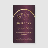 ブルゴーニュ金ゴールド50th birthday日付マグネットを保存 (正面)