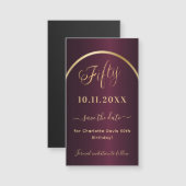 ブルゴーニュ金ゴールド50th birthday日付マグネットを保存 (正面/裏面)