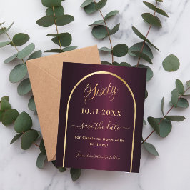 ブルゴーニュ金ゴールド60歳の誕生日は日付カードを保存