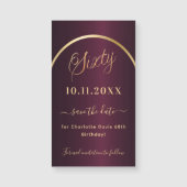 ブルゴーニュ金ゴールド60th birthday日付マグネットを保存 (正面)