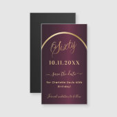 ブルゴーニュ金ゴールド60th birthday日付マグネットを保存 (正面/裏面)