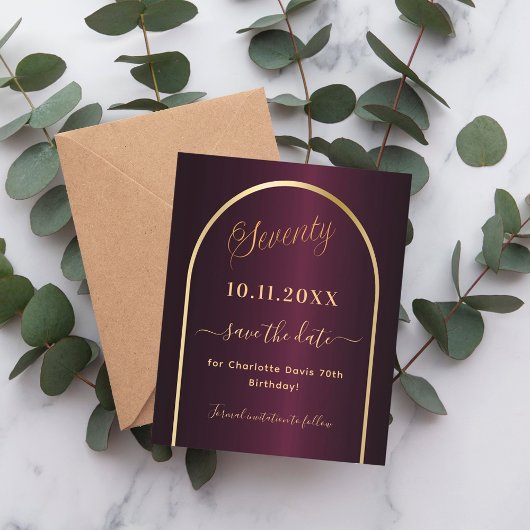 ブルゴーニュ金ゴールド70歳の誕生日は日付カードを保存