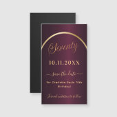 ブルゴーニュ金ゴールド70th birthday日付マグネットを保存 (正面/裏面)