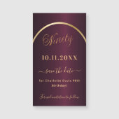 ブルゴーニュ金ゴールド90th birthday日付マグネットを保存 (正面)