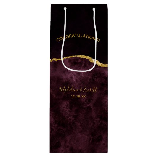 ブルゴーニュ金箔アゲート結婚トおめでとう ワインギフトバッグ (正面)