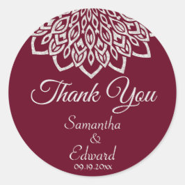 ブルゴーニュ銀エレガントマンダラ結婚ズ ラウンドシール