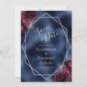 ブルゴーニュ銀フローラジオ海軍フォイル日付を保存 セーブザデート (正面)