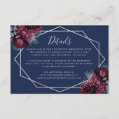 ブルゴーニュ銀フローラネイビー結婚ブルー詳細 エンクロージャーカード (正面)