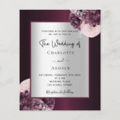 ブルゴーニュ銀フローラ予算結婚式招待状 チラシ (正面)