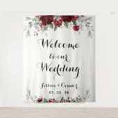 ブルゴーニュ銀ユーカリ結婚へようこそ タペストリー (正面)