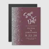 ブルゴーニュ銀婚式デートを保存 マグネット招待状 (正面/裏面)