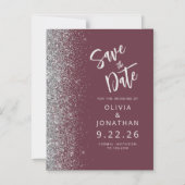 ブルゴーニュ銀婚式デートを保存 マグネット招待状 (正面)