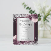 ブルゴーニュ銀花模様予算結婚式招待状 (スタンド正面)