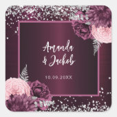 ブルゴーニュ銀花模様結婚ズ スクエアシール (正面)