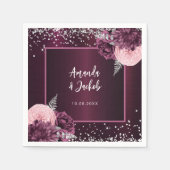 ブルゴーニュ銀花模様結婚ズ スタンダードカクテルナプキン (正面)