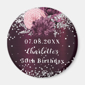 ブルゴーニュ銀花模様誕生日を除く マグネット (正面)