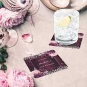 ブルゴーニュ銀花模様誕生日 スクエアペーパーコースター