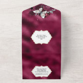 ブルゴーニュ銀蝶きらめくマルーンバラ  オールインワン招待状 (外側)