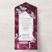ブルゴーニュ銀蝶きらめくマルーンバラ  オールインワン招待状 (内側)
