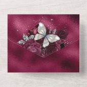 ブルゴーニュ銀蝶きらめくマルーンバラ  オールインワン招待状 (裏面)