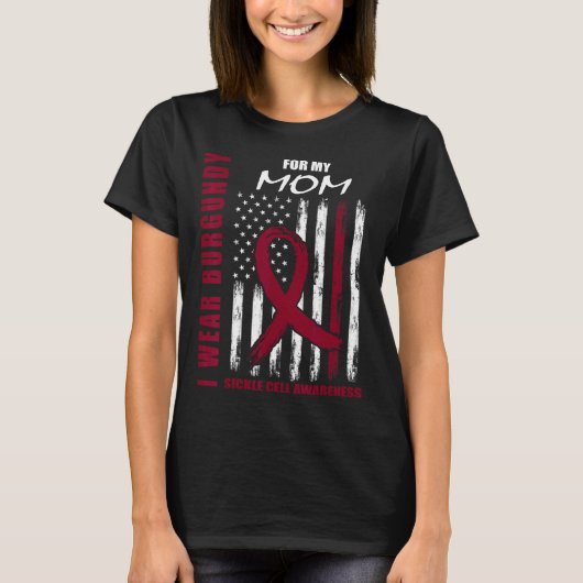 ブルゴーニュ鎌細胞認識度シャツマムアメリカン Tシャツ (正面)