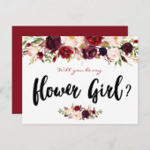 ブルゴーニュ開花は私のフラワーガールカードになる インビテーションポストカード (正面/裏面)