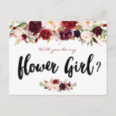 ブルゴーニュ開花は私のフラワーガールカードになる インビテーションポストカード (正面)