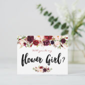 ブルゴーニュ開花は私のフラワーガールカードになる インビテーションポストカード (スタンド正面)