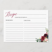 ブルゴーニュ開花フローラブライダルシャワーレシピカード エンクロージャーカード (正面)