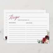 ブルゴーニュ開花フローラブライダルシャワーレシピカード エンクロージャーカード (正面/裏面)