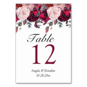 ブルゴーニュ開花フローラ結婚式招待状 テーブルナンバー (裏面)