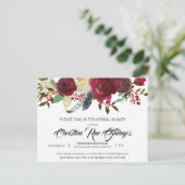 ブルゴーニュ開花ボホフローラブライダルシャワー招待状 ポストカード (スタンド正面)