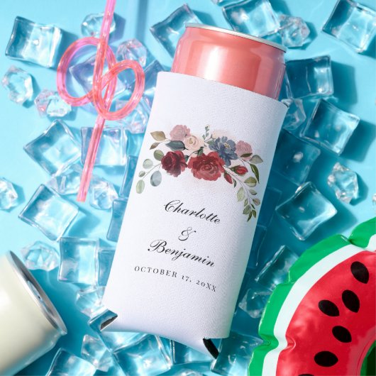 ブルゴーニュ開花素朴フローラ結婚披露宴 スリム缶クーラー (インサイチュ 夏)