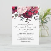 ブルゴーニュ開花赤面ブルーフローラ結婚ズ 招待状 (スタンド正面)