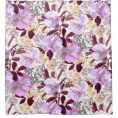 ブルゴーニュ離れーズ紫花の模様 シャワーカーテン (正面)