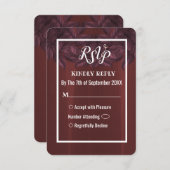 ブルゴーニュ離れー素朴ヴィンテージ結婚式RSVPカード 招待状 (正面/裏面)