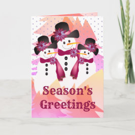 ブルゴーニュ雪だるまと水玉模様 シーズンカード