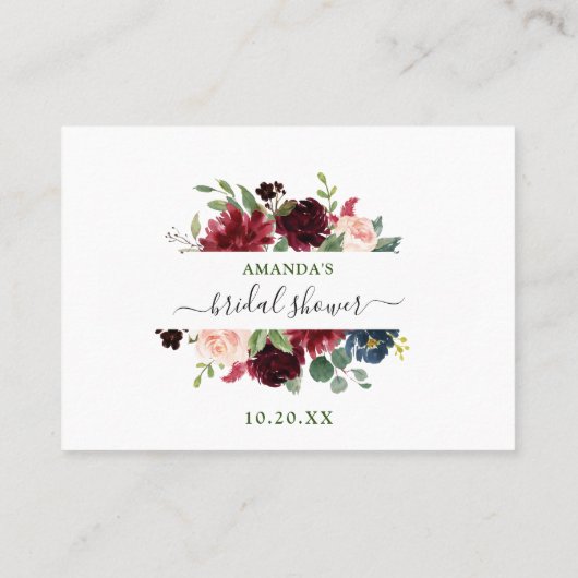 ブルゴーニュ青ピンクフローラ数を推測するゲームカード 名刺 (裏面)