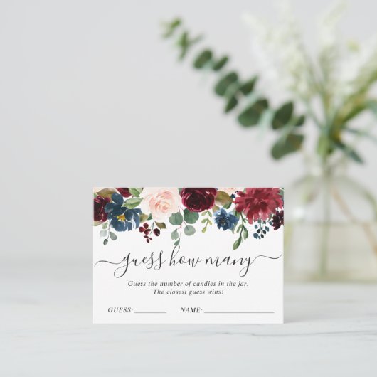 ブルゴーニュ青ピンクフローラ数を推測するゲームカード 名刺 (スタンド正面)