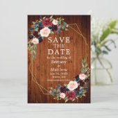 ブルゴーニュ青フローラウッドGeoフレームフォト セーブザデート (スタンド正面)