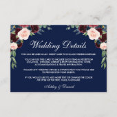 ブルゴーニュ青フローラ結婚の詳細挿入カード エンクロージャーカード (正面)