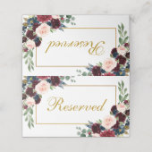 ブルゴーニュ青フローラ結婚金ゴールドの予約 プレイスカード (外部開封)