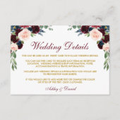 ブルゴーニュ青フローラ金ゴールド結婚の詳細挿入 エンクロージャーカード (正面)