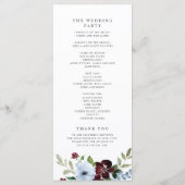 ブルゴーニュ風の埃っぽいブルーフローラ結婚式 プログラム (裏面)