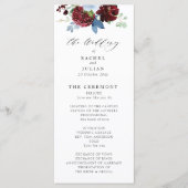 ブルゴーニュ風の埃っぽいブルーフローラ結婚式 プログラム (正面)