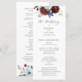 ブルゴーニュ風の埃っぽいブルーフローラ結婚式 プログラム