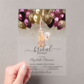 ブルゴーニュ風船ワインセットグリッターブライダルシャワー アクリル招待状 (インサイチュ (ポータブル))